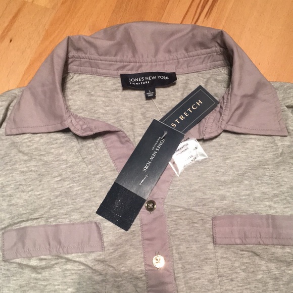 NWT Jones New York Grey Long-Sleeve Shirt - Picture 2 of 7
